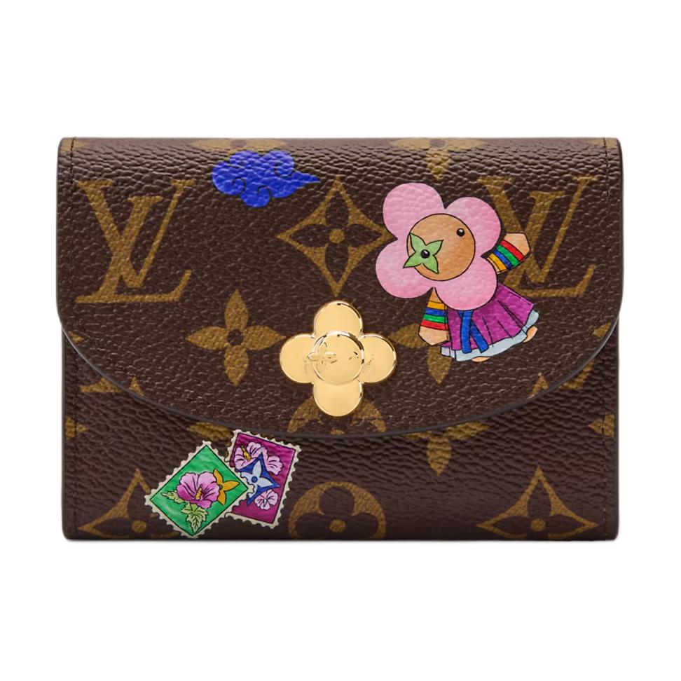 

Louis Vuitton Rosalie Korea Limited Edition Gold Brand Mascot Accessory Coated Canvas Coin Purse Women wallet Brown Pink M26626 Box(Basic Set+Box)