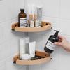 Wood Bathroom Shelving Shampoo Shower Storage Rack Triangular Shelving Wall Mounted Bathroom Corner Shelf Aluminum Brushed gold