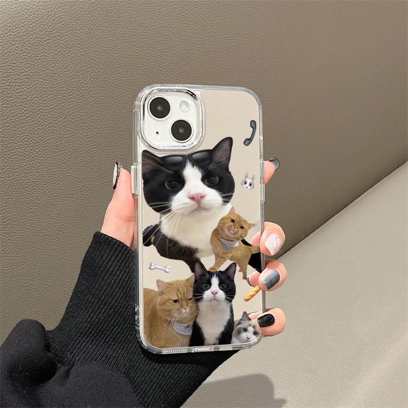 Cat conspicuous bag is suitable for Phone17pormax mirror mobile phone case 16pro Apple 15 all-inclusive 1314.