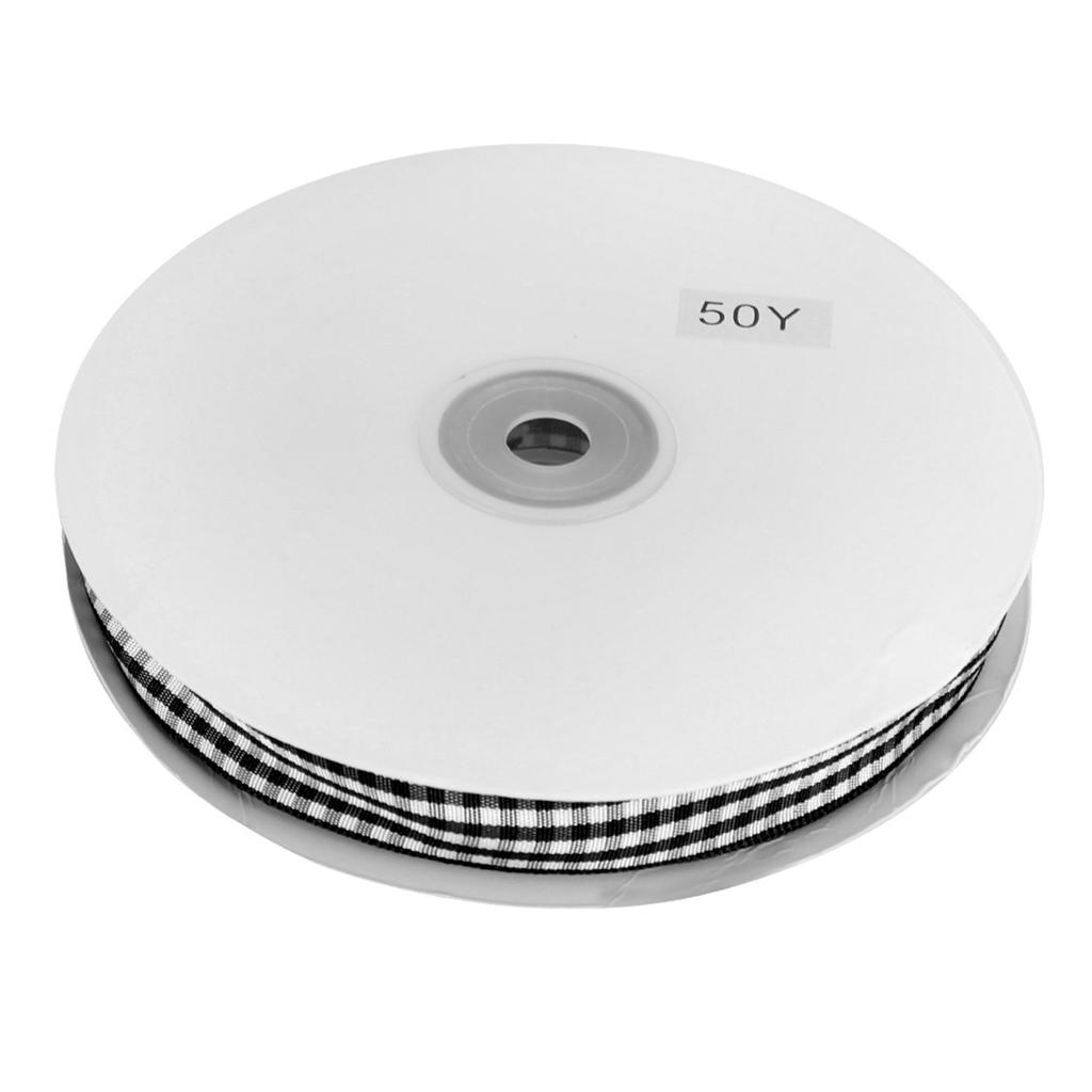 Checked Ribbon 50 Yards Roll Making Bowknot Handicraft DIY Clothing Decoration Accessories