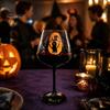 Set di Bicchieri da Vino a Tema Halloween con Gambo, Calice Artistico Dipinto a Mano, Bicchiere da 720 ml, Vetro Decorativo Stagionale