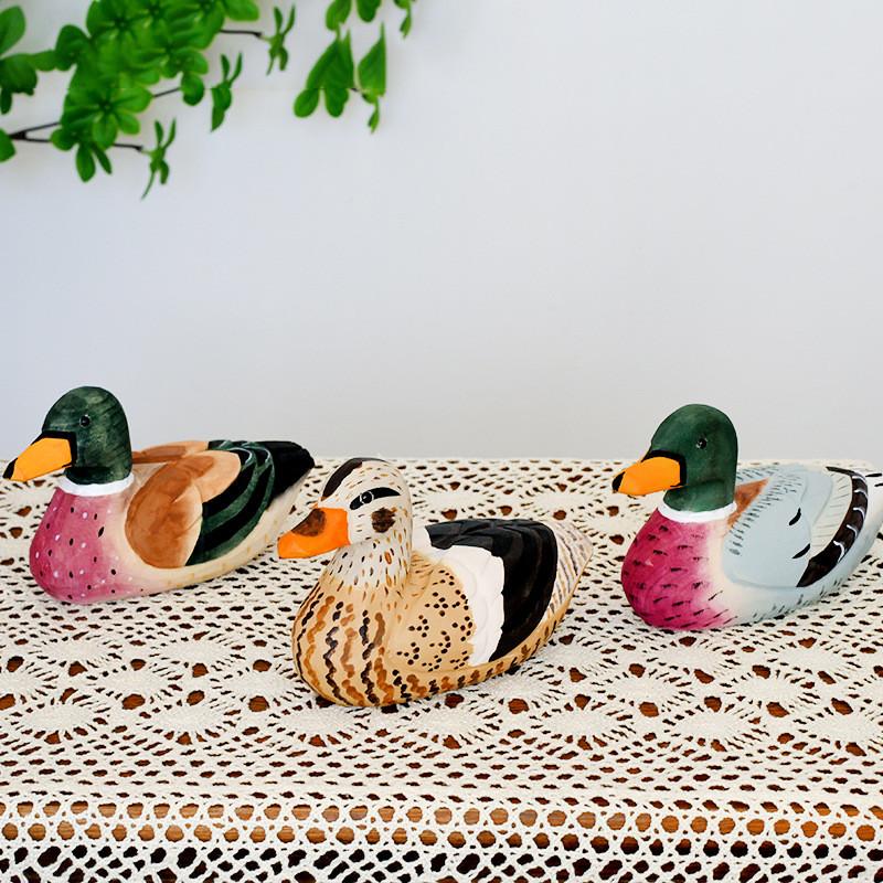 Wooden Handcrafted Duck Figurine For Home Office And Garden Decor