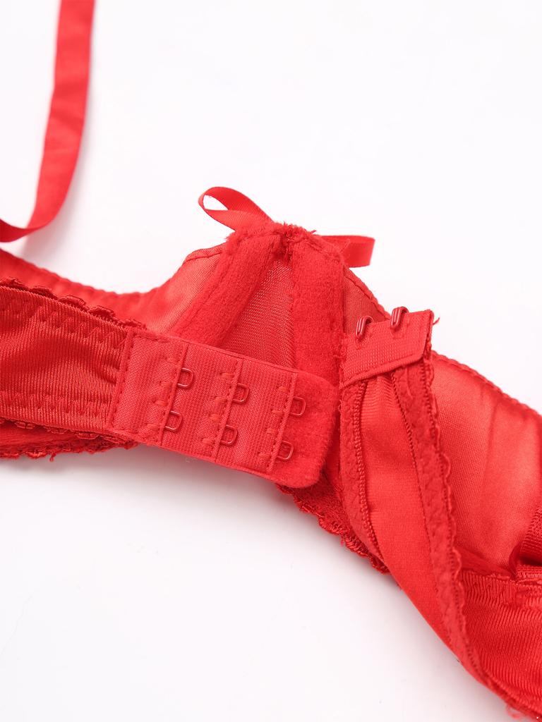 Women Satin Lingerie Underwire Half Cup Bow Push Up Bralette Shelf Bra Tops Corset Bustier Underwear Nightclub Costume