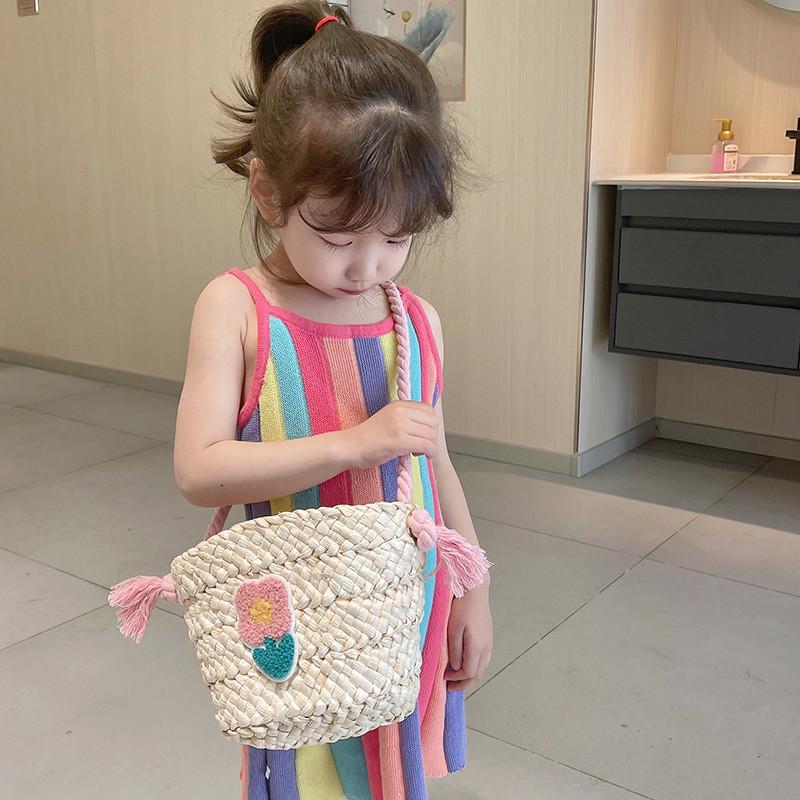 Modern Children's Casual Handbag Handwoven Straw Bag Available In Multiple Colors