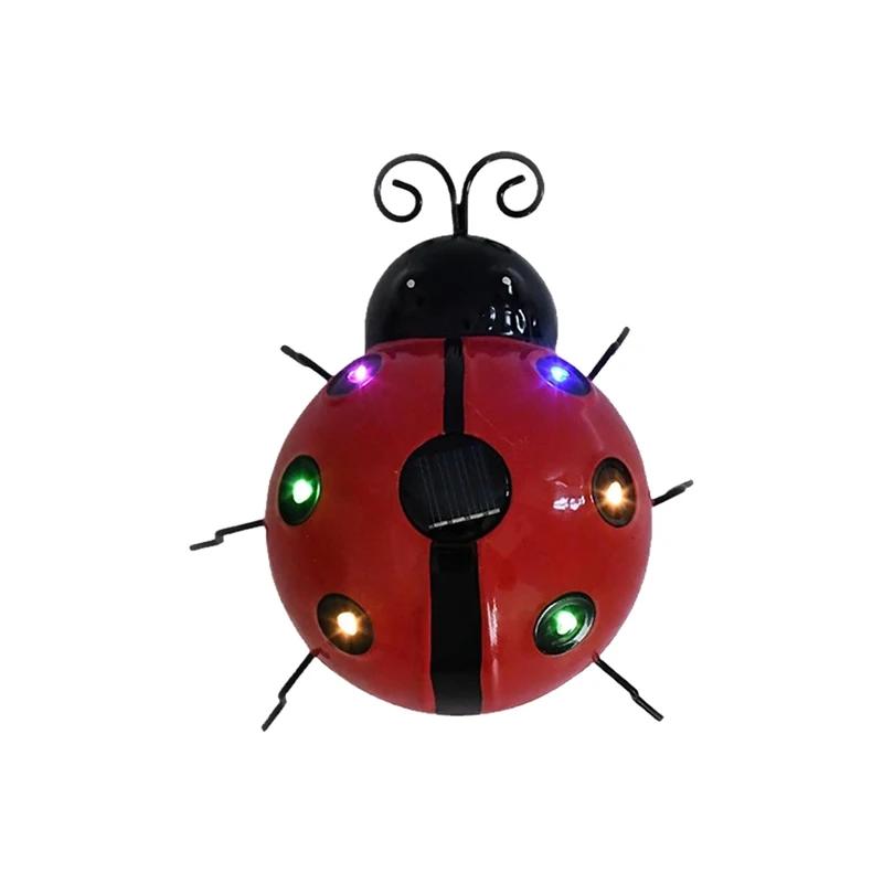 Solar Ladybug Light Outdoor Waterproof LED Garden Decor Wall Hanging Lawn Pathway Landscape Lighting for Yard Patio Statue