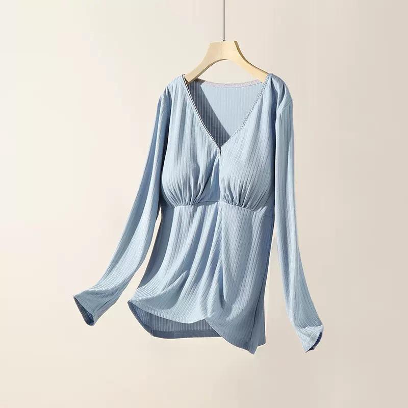 Summer Thin Modal Nursing Pajamas: Long Sleeve Set for Pregnant & Postpartum Women