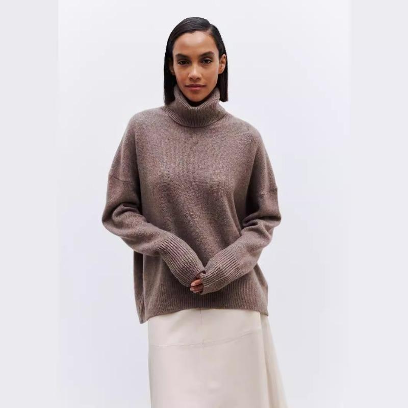 Autumn and Winter Turtleneck Women Sweater Loose Long Sleeve Casual Pullover Knitted Sweater Tops Fashion Loose Solid Color Clothes 1450