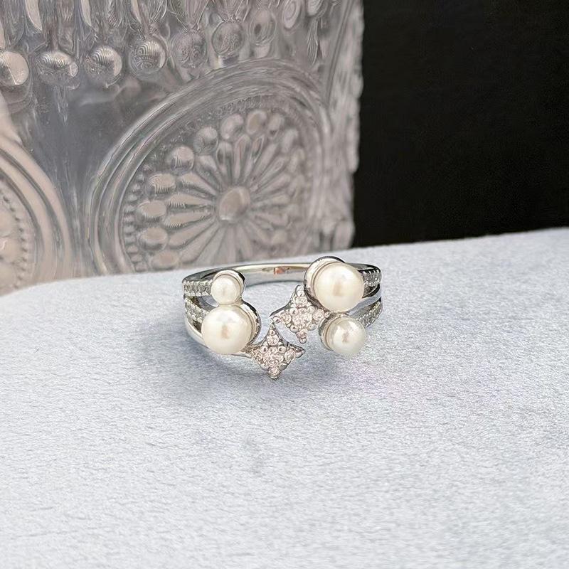 Vintage Geometric Bead Open Ring Light Luxury Zircon High Sense Fashion Niche French Index Finger Ring Women