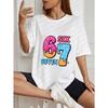 White Oversized T Shirt With Colorful Ice Cream Numbers Six Seven Print For Casual Wear And Street Style