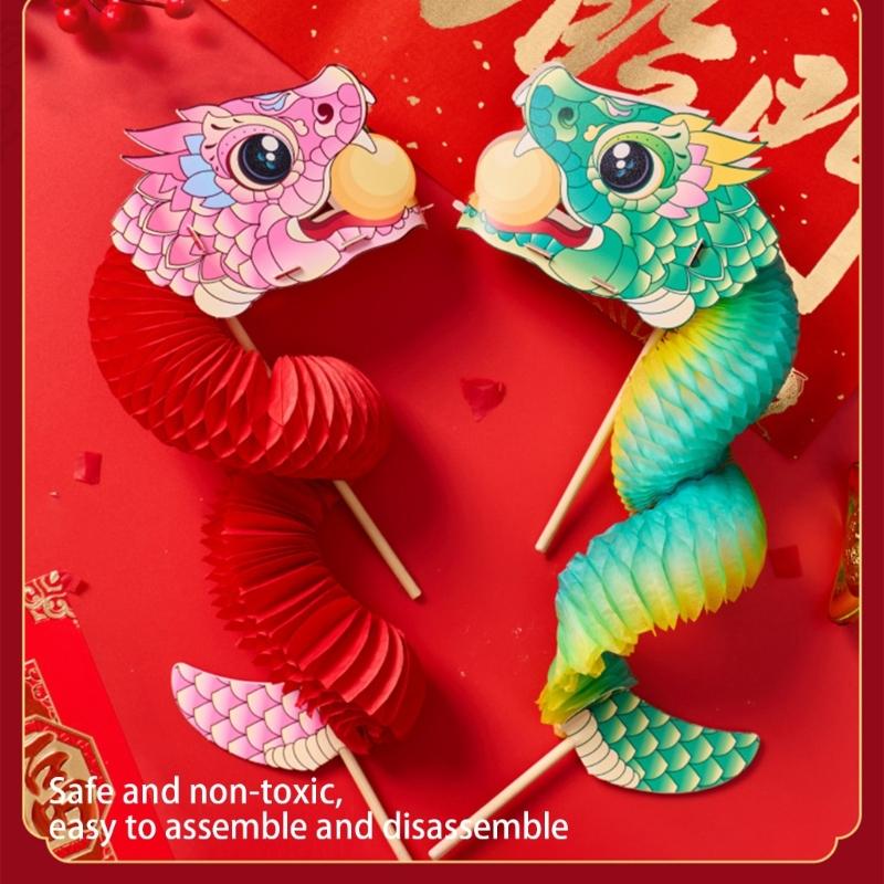 Chinese Snake Dance Craft Set Handmade 3D Snake Paper Puppet Set for Children Adult School Kindergarten