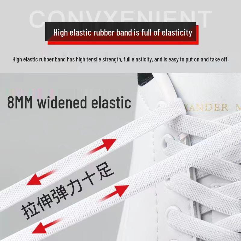 8mm Elastyczne sznurówki bez wiązania z klamrą zatrzaskową dla mężczyzn i kobiet