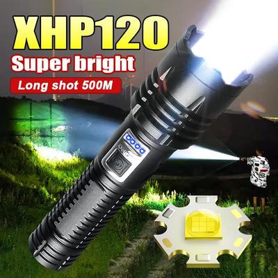 Super Bright Torch Powerful XHP120 LED Flashlight Zoomable Lantern Potrable Lamp Built-in Battery Torch Light Waterproof Flash Light