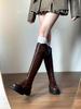 Pretty Concubine Punk Cyber Knee Boots Children Thin Long Boots High Boots Autumn and Winter Velvet Knight Boots