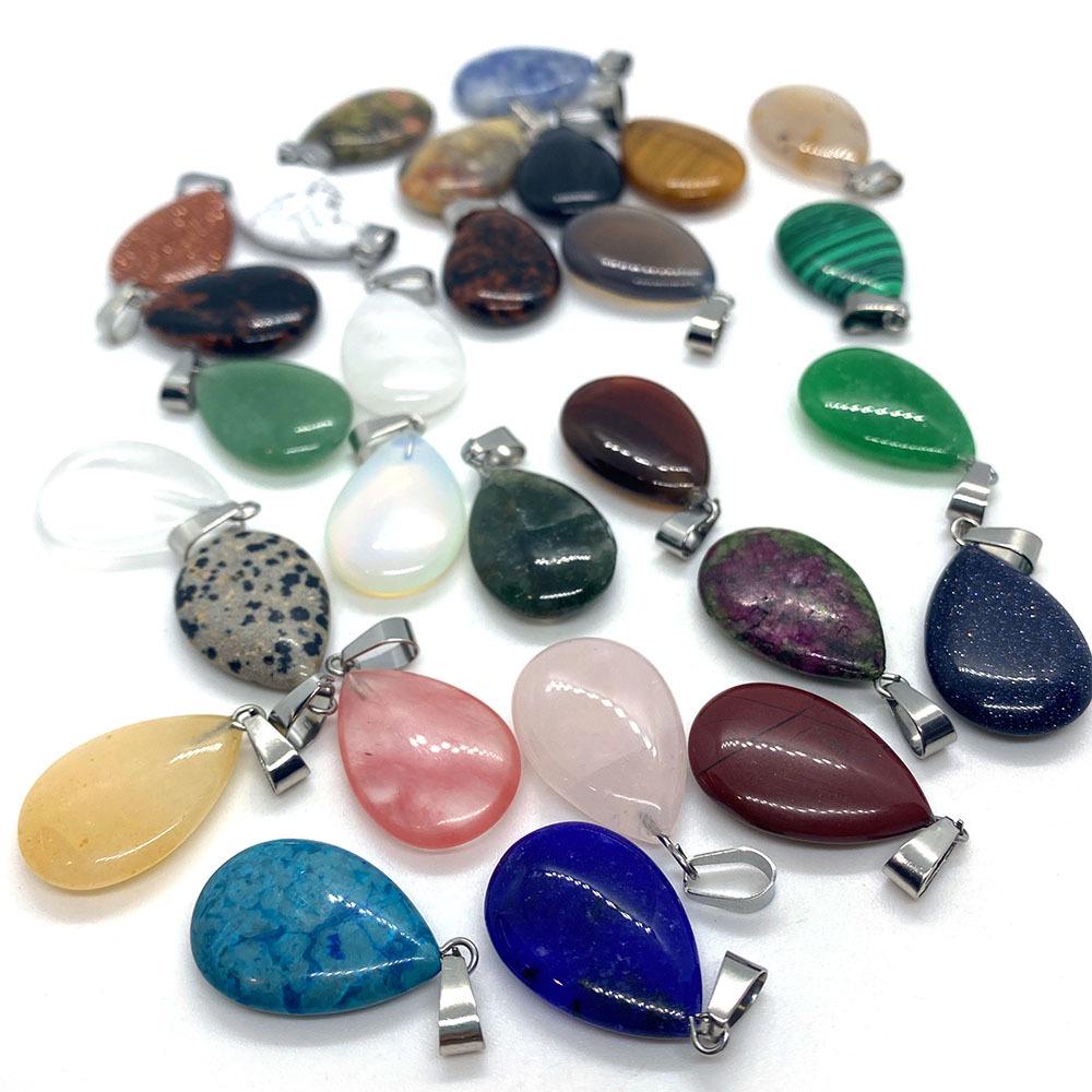 Opal Teardrop Pendant, 17x27mm Stone, Single Hole Melon Seed Buckle, DIY Necklace Jewelry Accessory