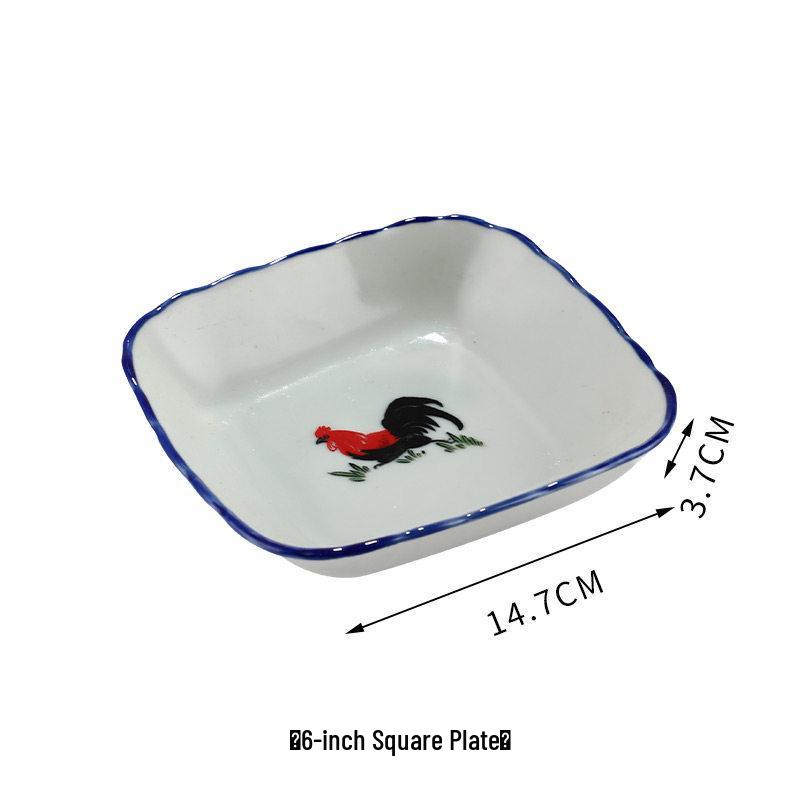 Keramik-Retro-Hahnschüssel - Nostalgisches Kampfhahn-Design