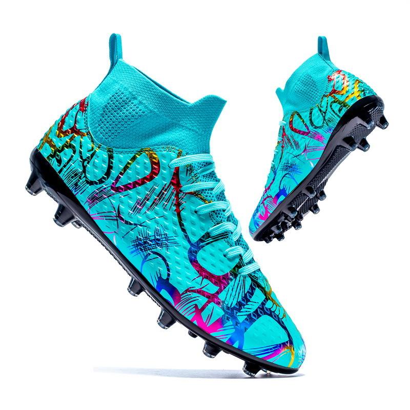 

Foreign trade high-top football shoes children, adolescents, students, adults, men and women, spikes, leather training shoes, sports shoes 35