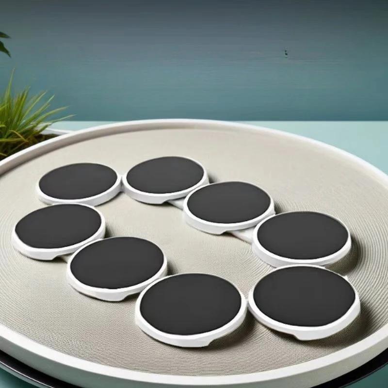 

Long Table Heat Insulation Non-slip Dinner Plate Desktop Manual Rotating Desktop Round Thickened Tray Portable Round Table білий