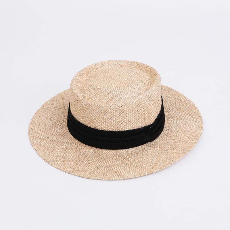 New product Baocao woven flat straw hat women's sunshade sun hat vacation British fashion top hat