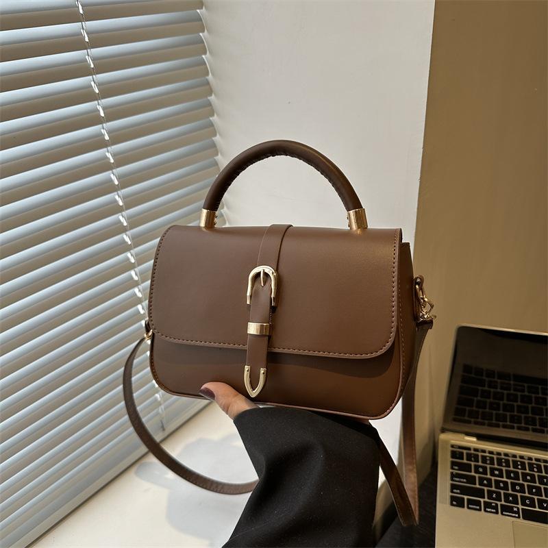 Bag Women's New Fashion Portable Small Square Bag Lychee Pattern Textured Commuter Shoulder Crossbody Bag