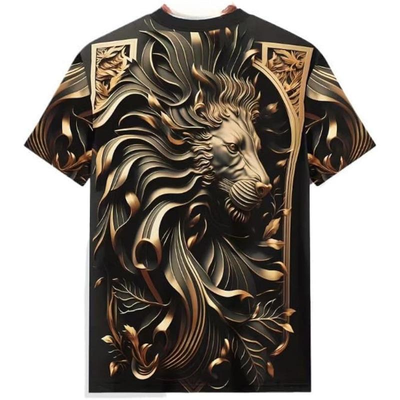 Men's 3D Fun Art Printed T-Shirt Round Neck Funny Casual Short Sleeve Top