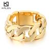 KALEN Domineering Flat Cuban Chain Bracelet Men‘s 30MM Chunky Stainless Steel Jewelry Shiny Exaggerated Rectangular Accessory