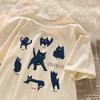 Unisex Retro Bawełniany Luźny T-shirt z Krótkim Rękawem dla Osób Plus Size