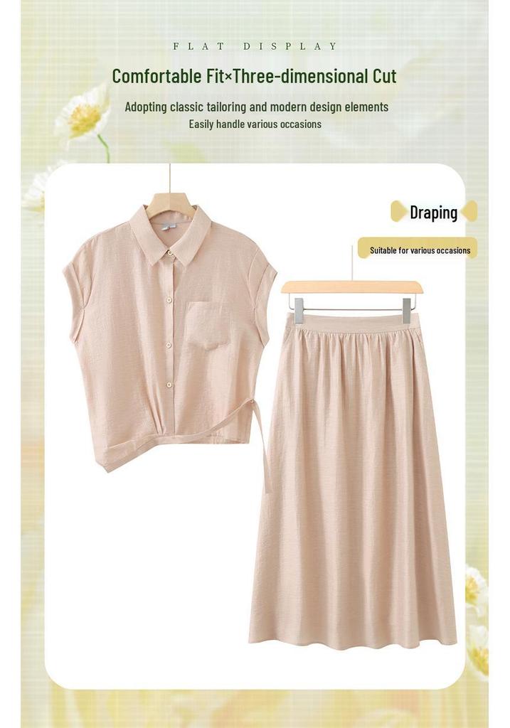 Summer 2026 Fashion: Mom's Short Sleeve Top & Stylish Skirt Set for Middle-Aged and Elderly