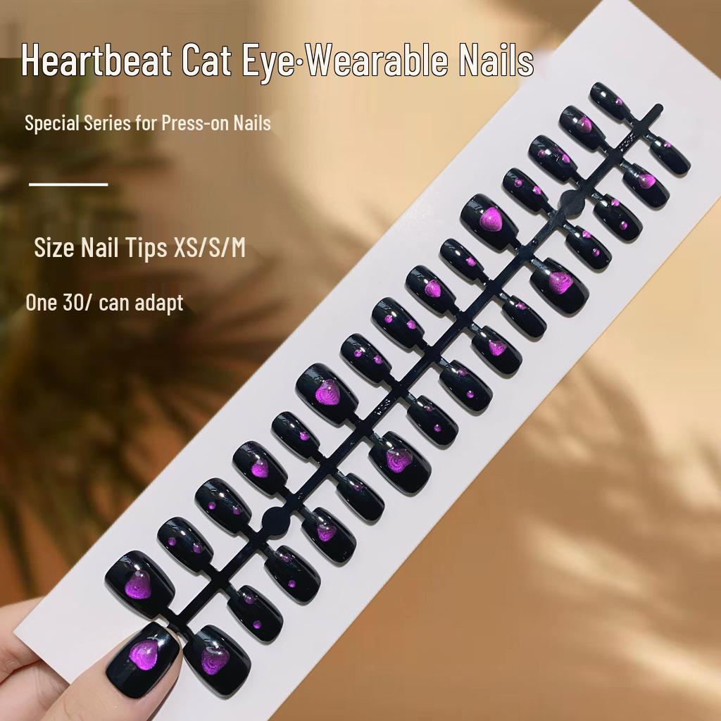 

3D Epoxy Gel Heartbeat Cat Eye Nails - Sweet, Cool, Spicy Styles