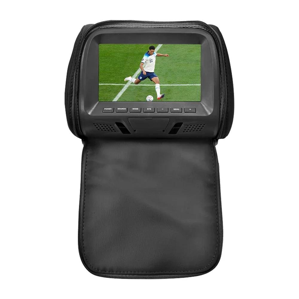 TOYOUSONIC Auto-Kopfstützenmonitor, universell, 7 Zoll, LED-Bildschirm, Multimedia-MP5-Player, Kissen, unterstützt USB/SD-Eingang, FM/Lautsprecher/Kamera