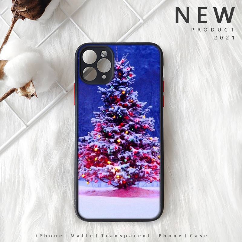 Merry Christmas New Year Tree Phone Case Matte Transparent  For Iphone 7 8 11 12 Plus Mini X Xs Xr Pro Max Cover