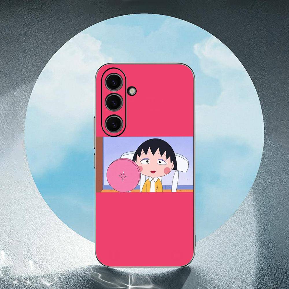 Cute Anime Sakura Momoko -O For Samsung Galaxy S25 S24 S23 Ultra S22 S21 Plus S20 Black Soft Silicone Protective Case