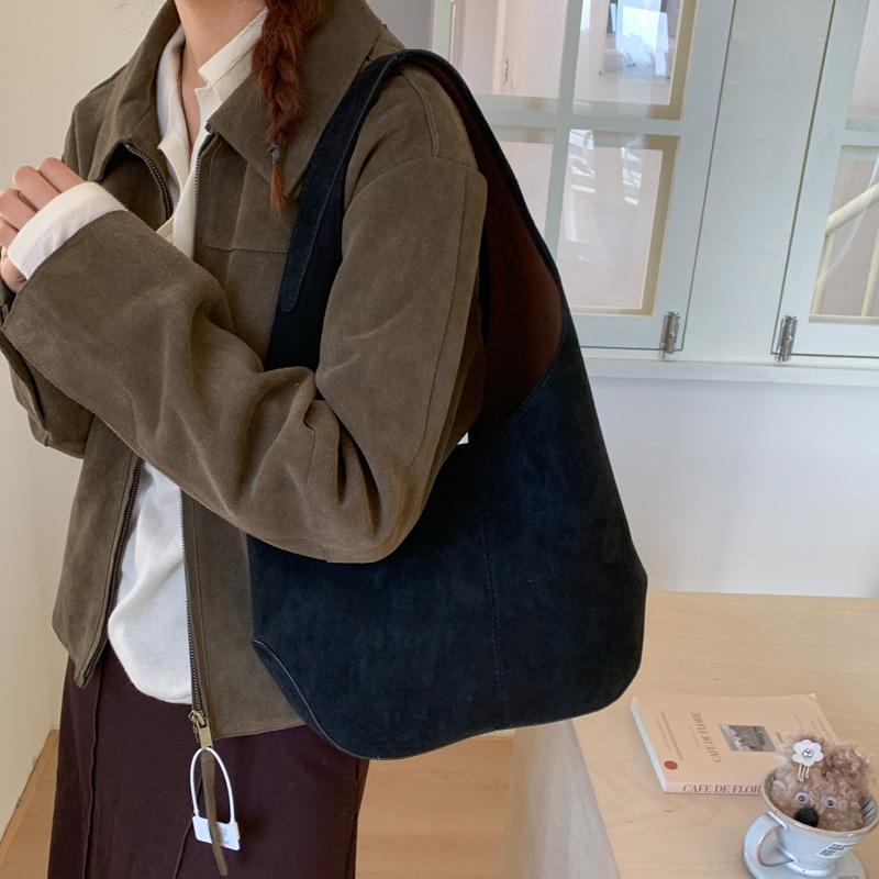 Bags Women's 2025 New Trendy Autumn and Winter Premium Retro Suede Shoulder Bag Lazy Commuter Tote Bag