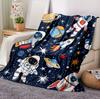 Cozy Astronaut Blanket - Soft Flannel Fleece Space-Themed Bedspread Planets All-Season Throw Bed Sofa Travel Camping Room Decor