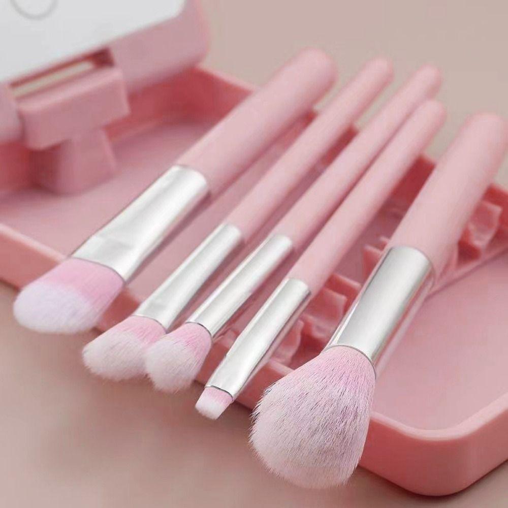 Adjustable Brightness LED Makeup Mirror Brush Set LED Lights Makeup Brush Box  Camping