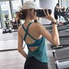 Women's Yoga Back Vest Shockproof Running Sports Bra Quick Drying Breathable Fitness Top Shirt with Chest Cushion for Summer