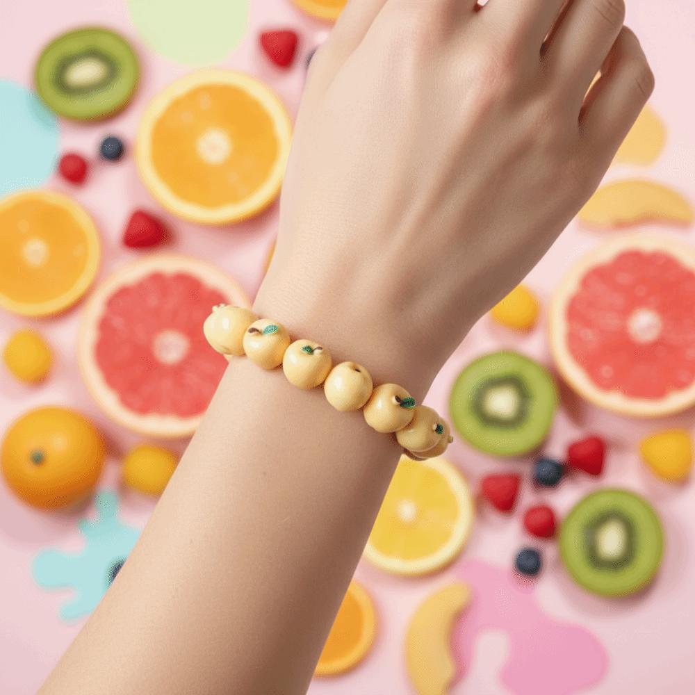 Cartoon Fruit Resin Bracelet Resin Y2K Beaded Bracelet Beach Vacation Accessories