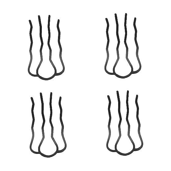 4pcs Inner Hair Accessories for Buns, Easy Updos, French Twists, Side Twists - E-Stick Plus Short Black, 7-Tooth Comb Plug-in, Alloy Material,