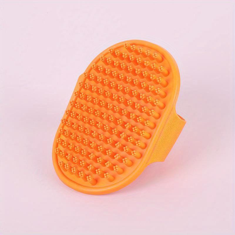 

Dog Bath Brush, Dog Grooming Shedding Soothing Massage Rubber Bristles Curry Comb with Adjustable Ring Handle for Pet Dogs& Cats оранжевый