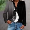 Women's Fashionable And Casual Shirt Long Sleeve V-neck Button Printed Blouse Top