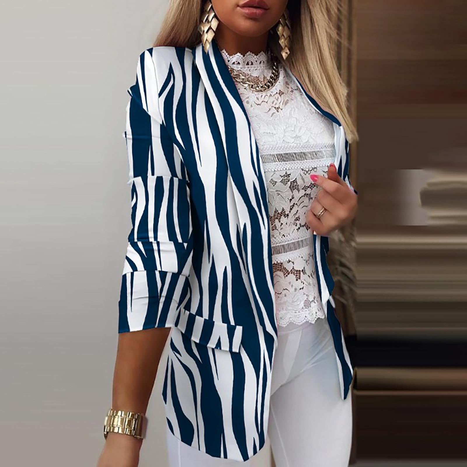 

Женская мода с длинным рукавом и цветным принтом, куртка с открытой передней частью S