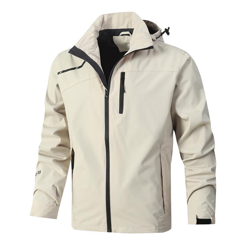 

Couple Style Windproof Waterproof Jacket with Detachable Hood - Casual Plus Size Outerwear for Outdoor Activities XL