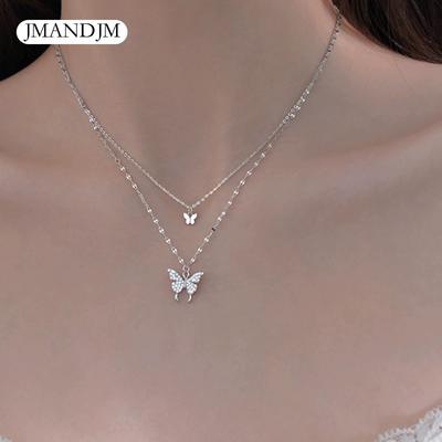 Double-layer Butterfly Necklace Women's Neck Chain Niche Temperament Simple 2023 New High-end Design Titanium Steel Does Not Fade