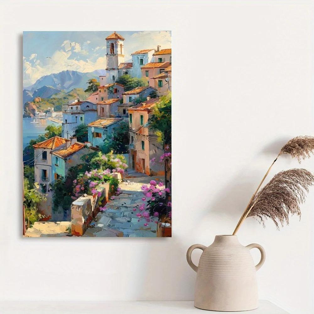 Colorful Coastal Cityscape Wall Art, Seaside Town Canvas Print, Wall Decor Art, Home Decor,Holiday Deco, Perfect Gift