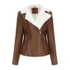 Fur and Fur One-piece Leather Jacket for Women with Velvet Long Sleeves Overcoming The Challenge of Warmth Casual Winter Cotton Jacket