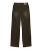 WEST GRAND BOULEVARD Drain Wide Washed Denim Pants Dark Amber
