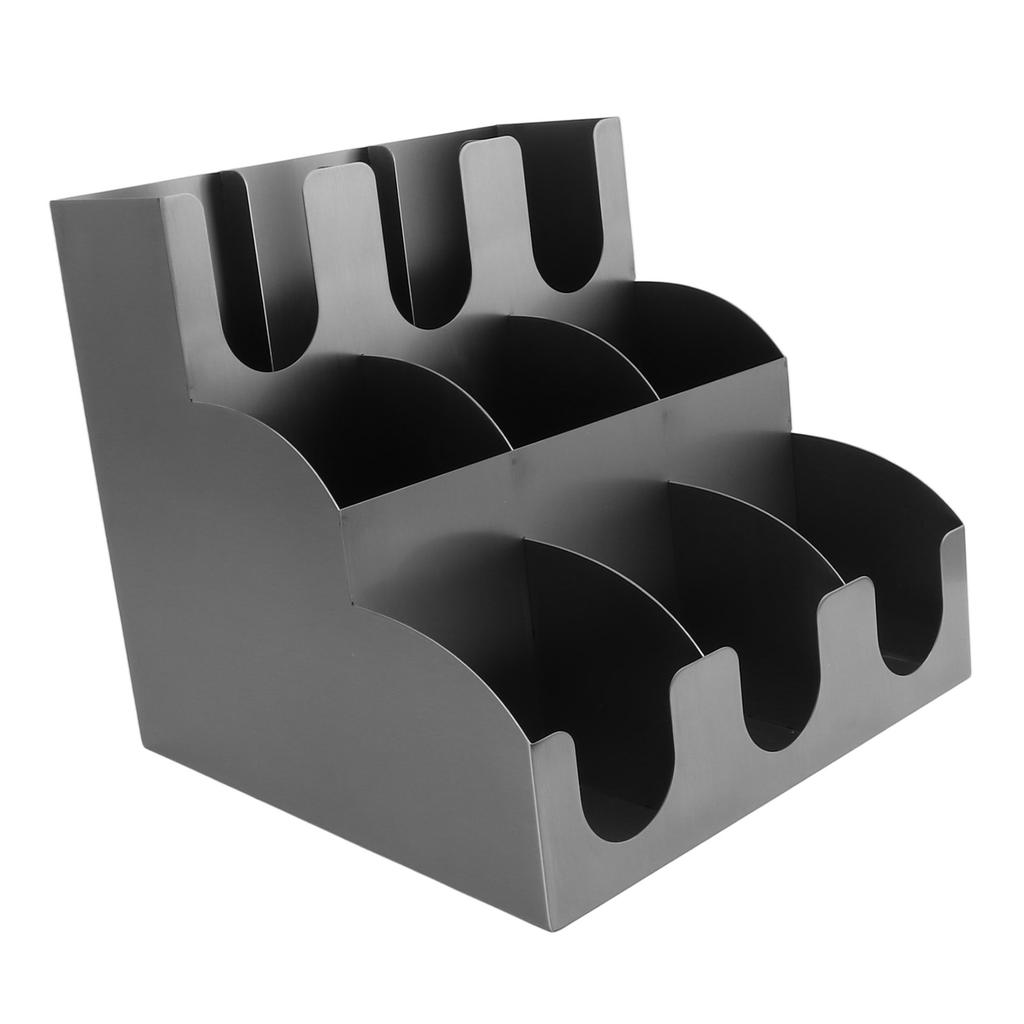 Cup and Lid Organizer 9 Compartment Stainless Steel Verticle Coffee Cup Dispenser and Lid Holder