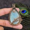 Natural Aquamarine Gemstone Handmade Copper Wire Wrap Gift Pendant 3.03 h9U63