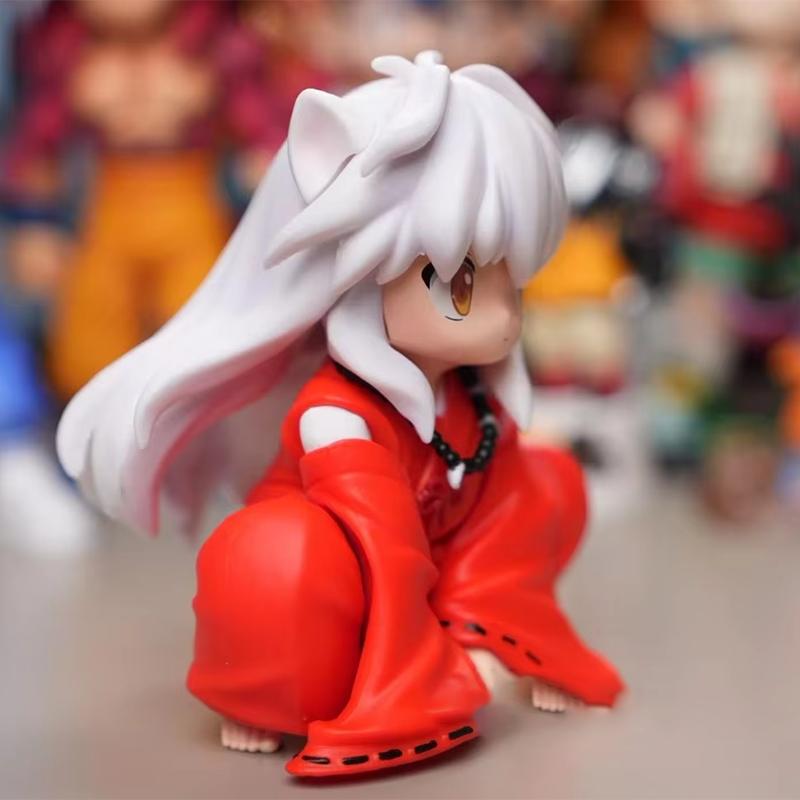 10cm/3.94in Anime INUYASHA Figure Cute Inuyasha Action Figure PVC Collectible Model Toys Desktop Decor Statue Birthday Gifts