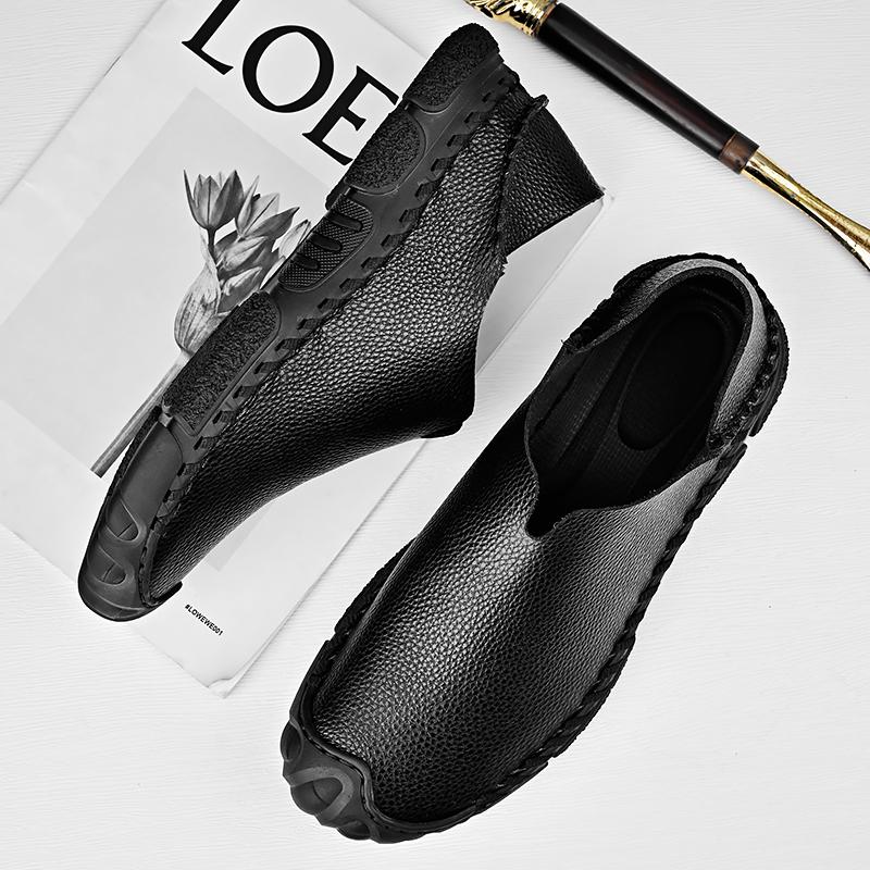 Brand Men's Genuine Leather Shoes Handmade Soft Soled Loafers Outdoor Driving Shoes Business Casual Shoes Commuting Work Shoes