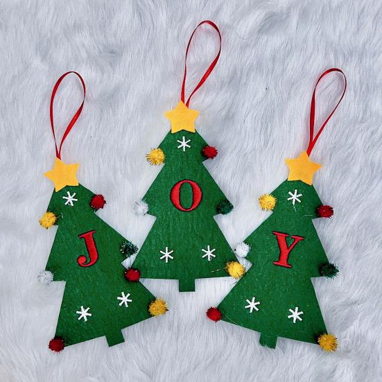 Christmas Tree Pendant Ornament with Lanyard 26 Letter Design Felt Fabric Holiday Xmas Tree Hanging Decoration